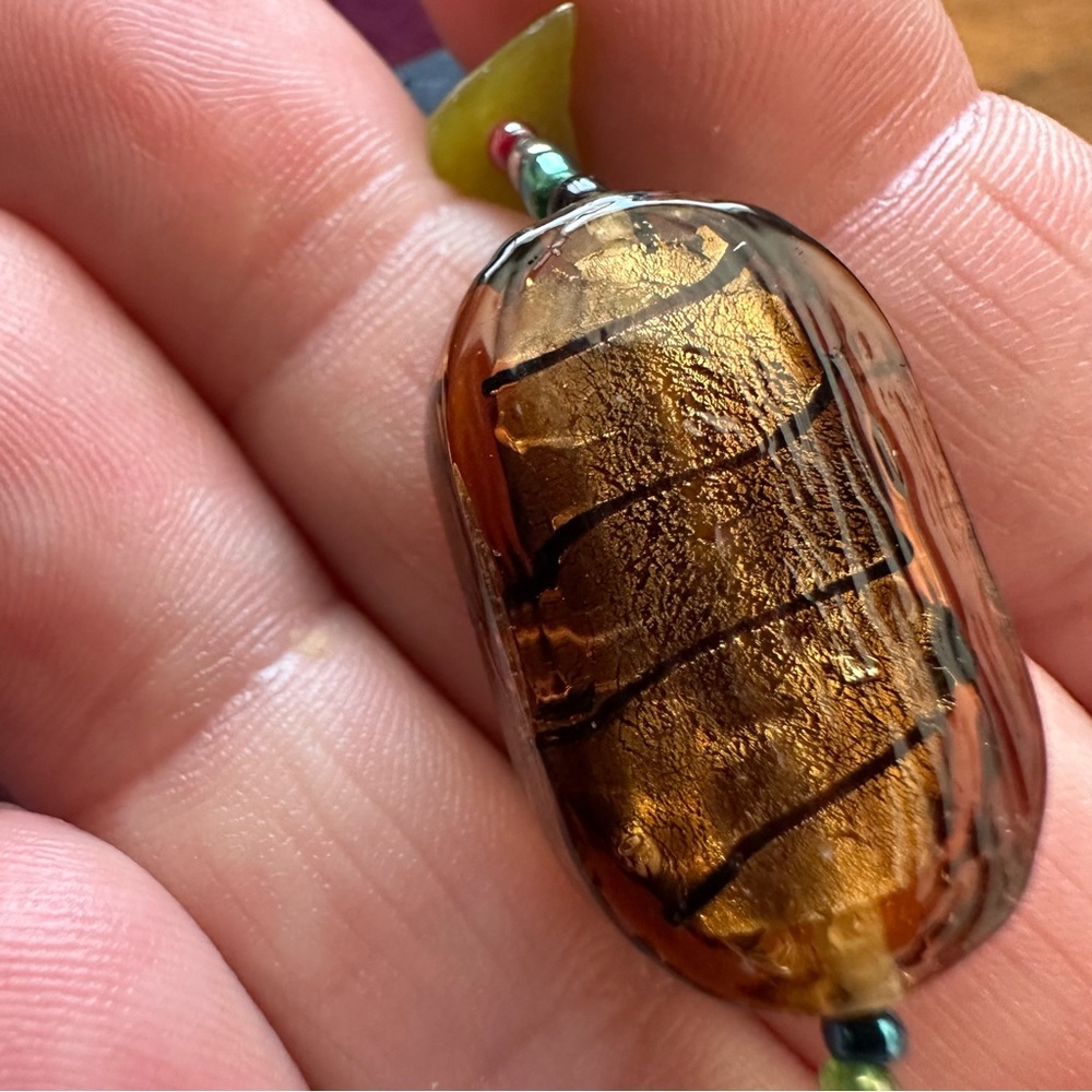 Murano Vintage Multicolor Beaded Glass and Stone Necklace.  STUNNING 🤩 20” w ext - Picture 5 of 15